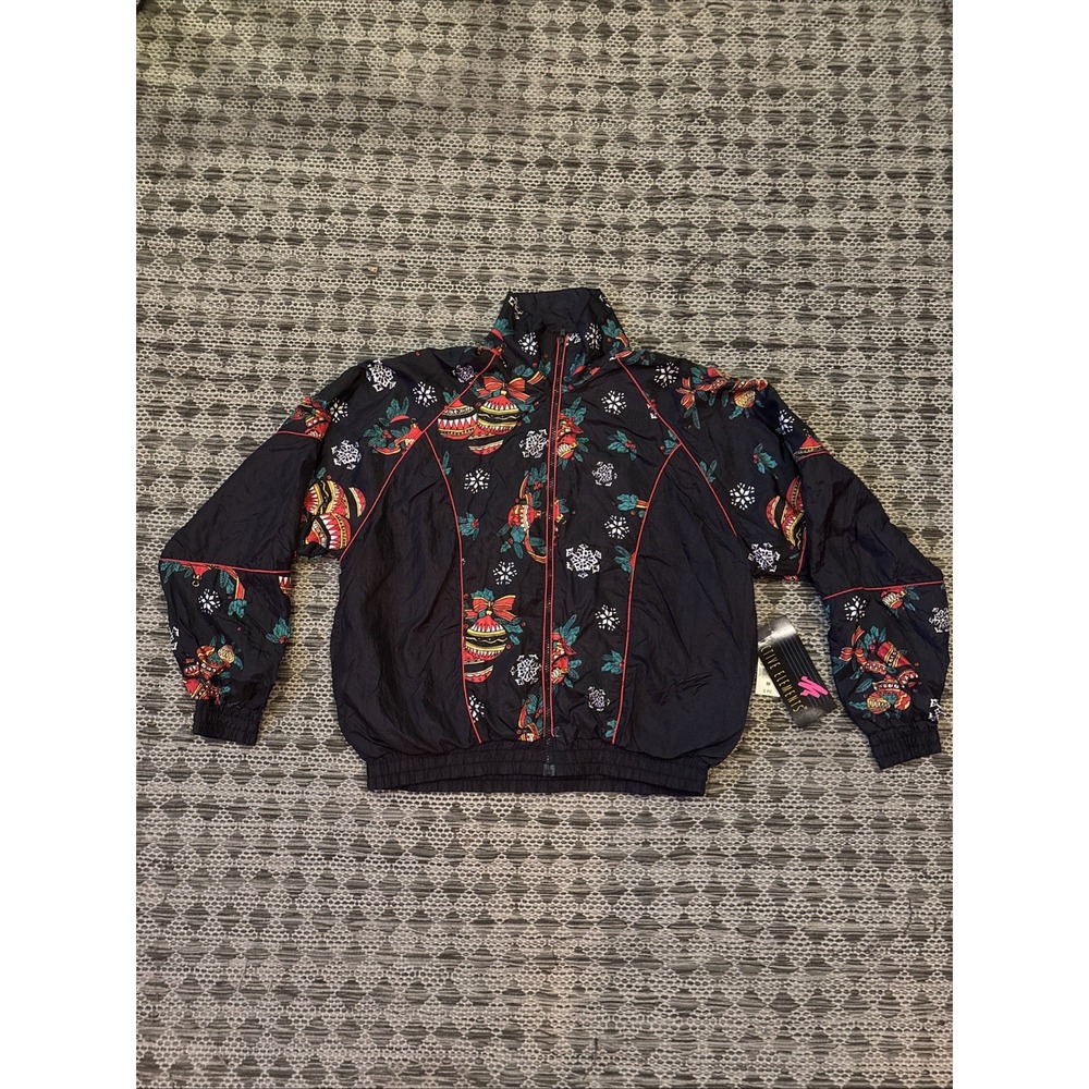 Active Elements Vintage 80s Windbreaker Jacket Women's Ugly Christmas Size M NWT - Picture 2 of 11